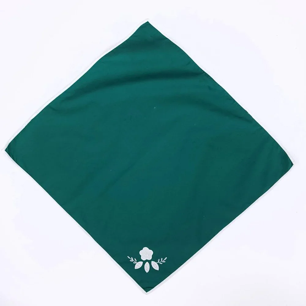 Vintage Floral Embroidered Cloth Napkin Set Green Cottagecore 5pc